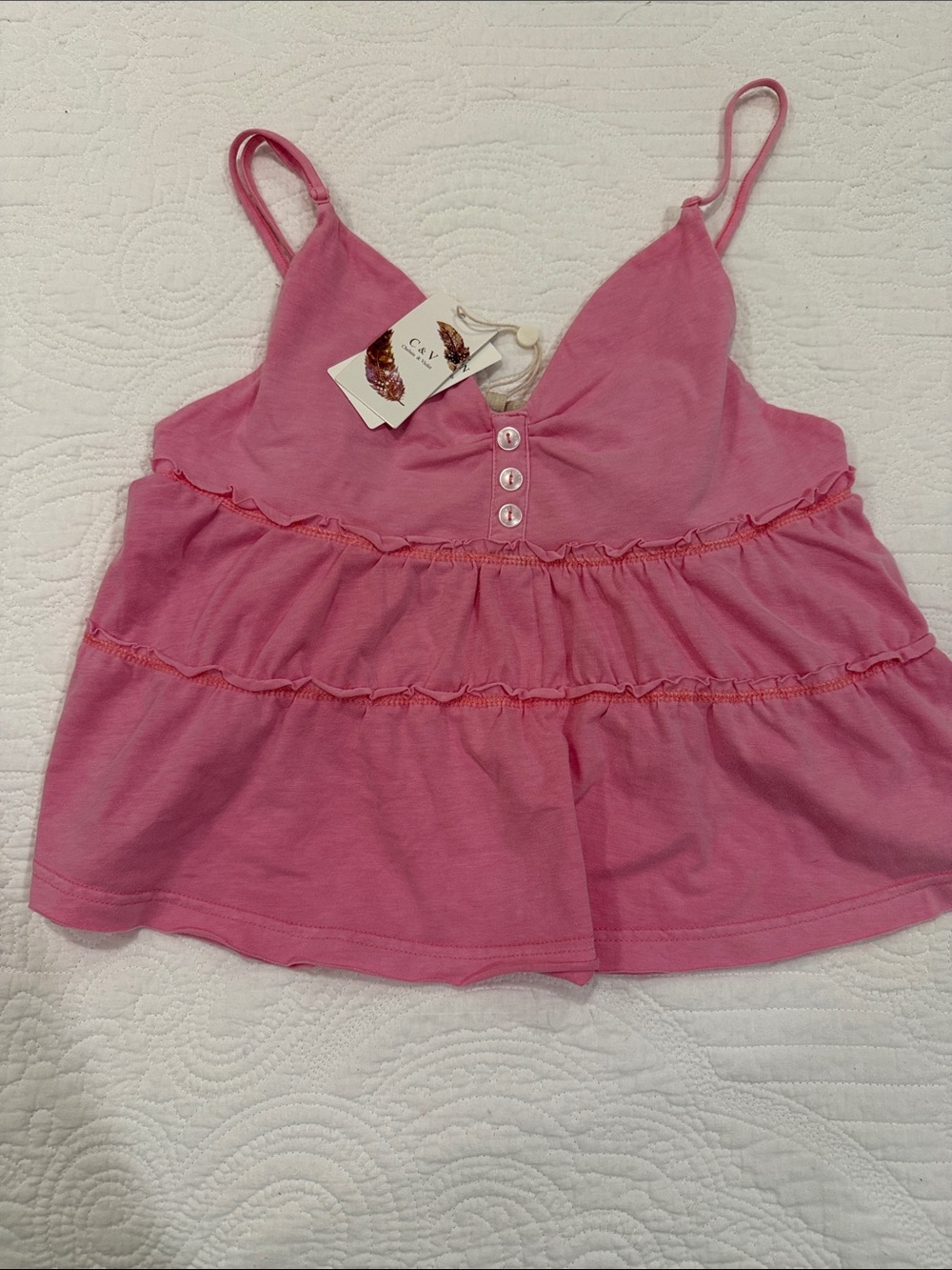 Chelsea & Violet Pink Ruffle Tiered Camisole